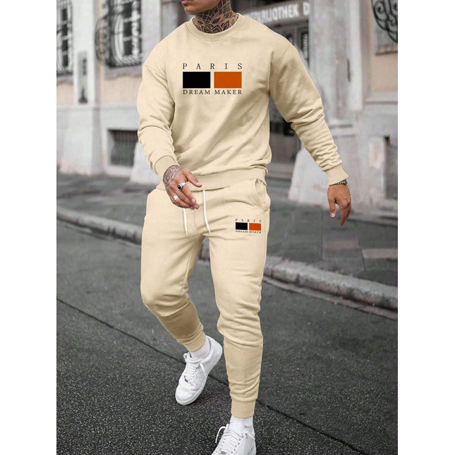 Round Neck Sweater Casual Sports Suit European Size Men's Clothing