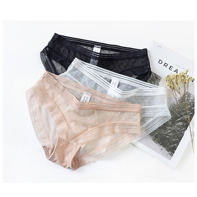 Low-waist mesh lace-wrapped women's panties