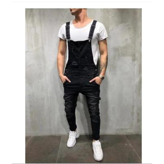 European And American Baggy Jeans Suspenders For Men With Holes