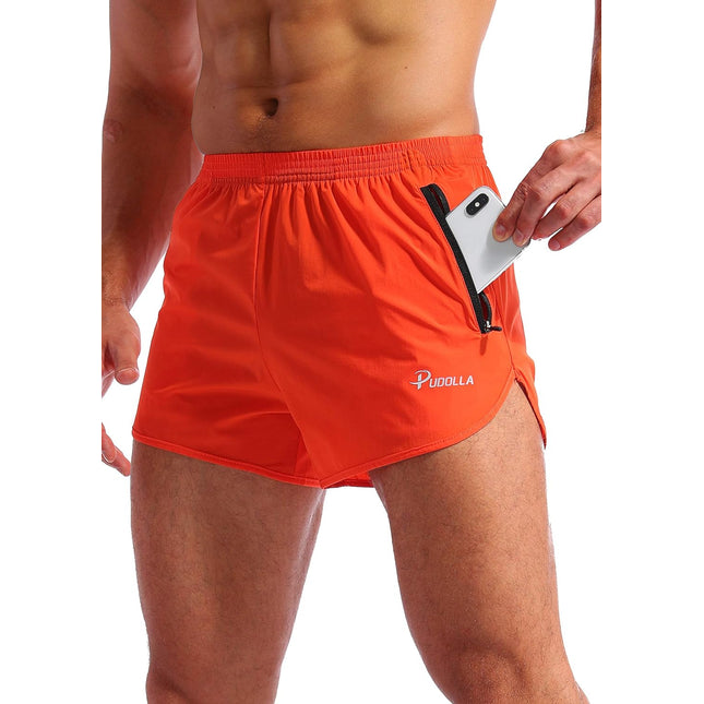 Men’S Running Shorts 3 Inch Quick Dry Gym Athletic Workout Shorts for Men with Zipper Pockets