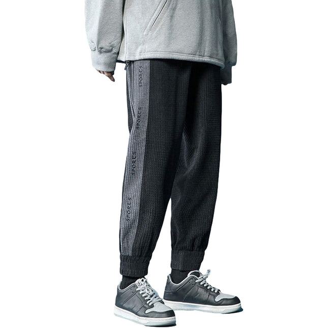 Men'S Jogger Pants Fashion Hip Hop Elastic Waist Corduroy Pants Sweatpants(02Black-S)