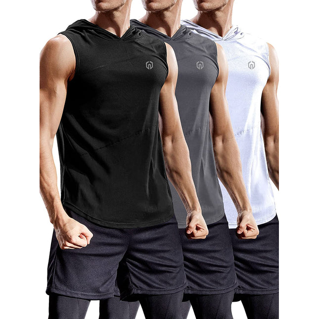 Dry Fit Workout Athletic Muscle Tank Top Running Shirts with Hoods