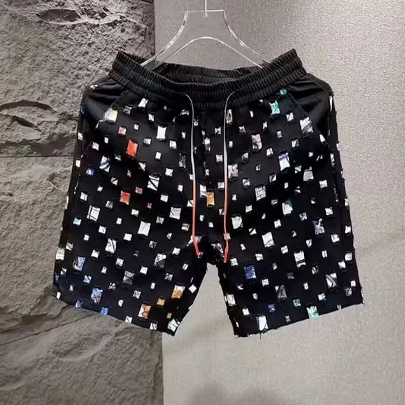 Summer Loose Shorts Couple Popular Versatile Casual Straight Men's Flower Oil Painting Beach Shorts Hawaiian Casual Silk Shorts