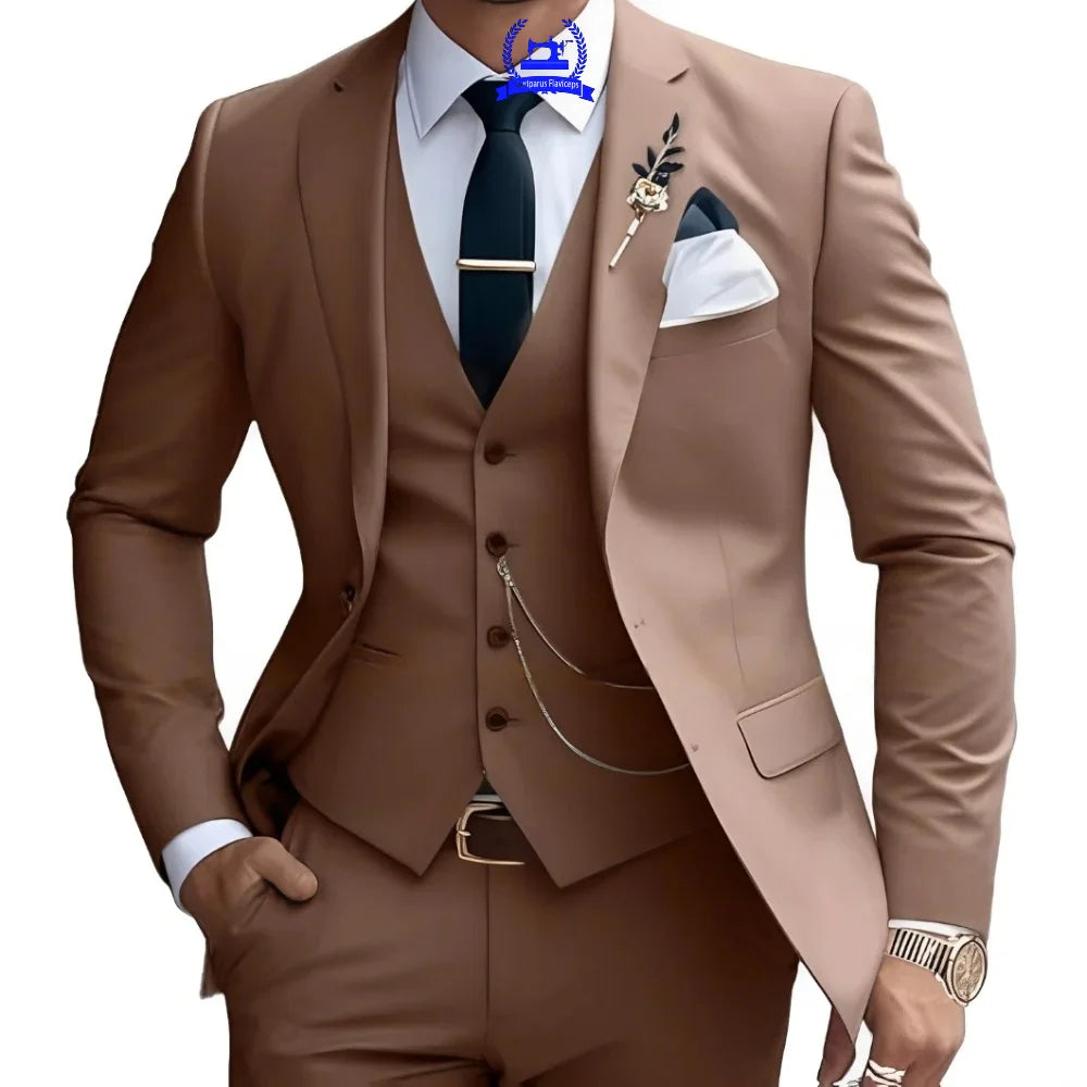 Formal Men's Suit Custom Wedding Tuxedo Slim Fit Groomsmen 3-Piece Suits Full Set Banquet Groom Suits Dinner Suit