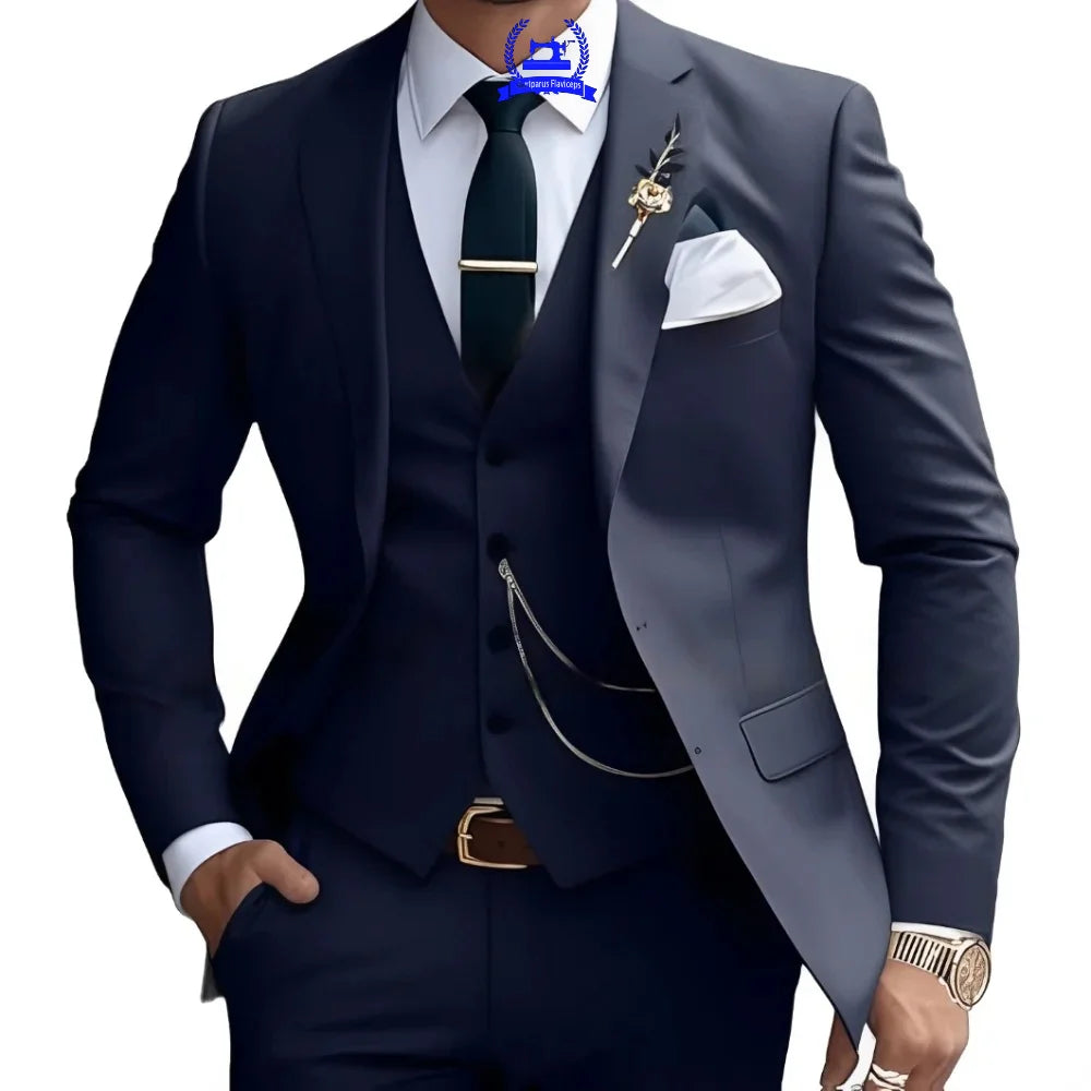 Formal Men's Suit Custom Wedding Tuxedo Slim Fit Groomsmen 3-Piece Suits Full Set Banquet Groom Suits Dinner Suit