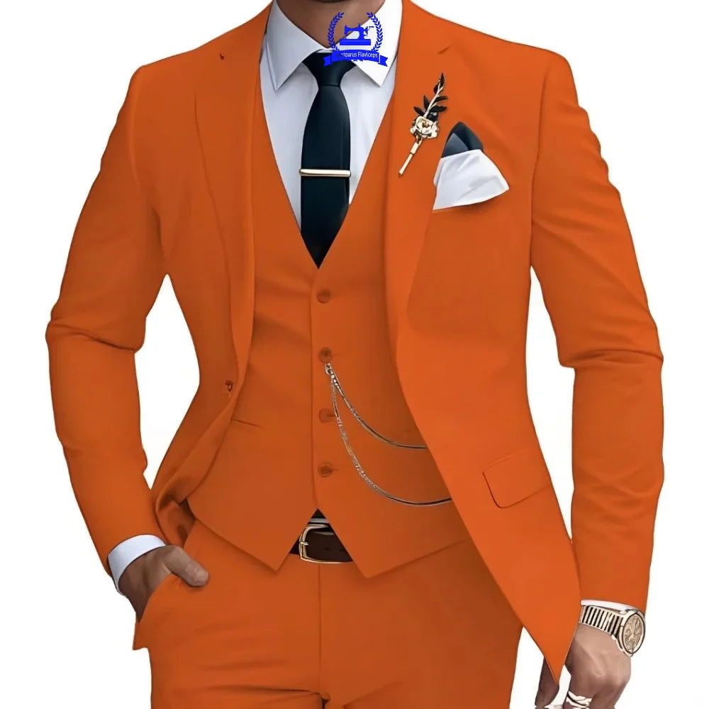 Formal Men's Suit Custom Wedding Tuxedo Slim Fit Groomsmen 3-Piece Suits Full Set Banquet Groom Suits Dinner Suit