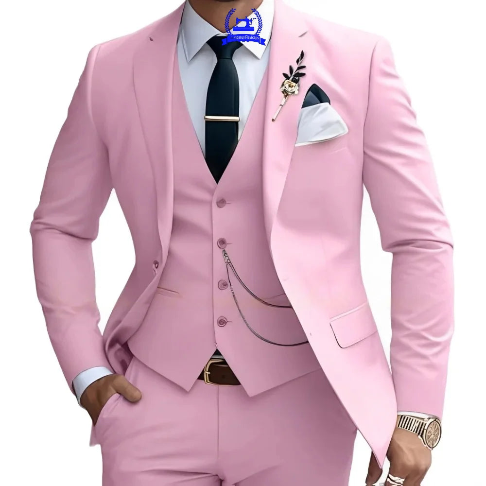 Formal Men's Suit Custom Wedding Tuxedo Slim Fit Groomsmen 3-Piece Suits Full Set Banquet Groom Suits Dinner Suit