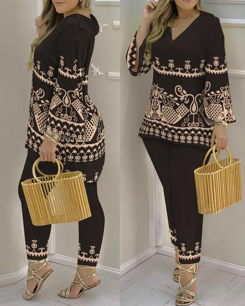 Pants Set New 2023 Spring & Summer Printed Fashion 2-Piece Suit