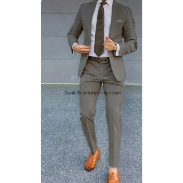 Men's Suit 2 Piece Suit Jacket Pants Formal Wedding Tuxedo Groom Clothes Custom Color Blazer XS-5XL