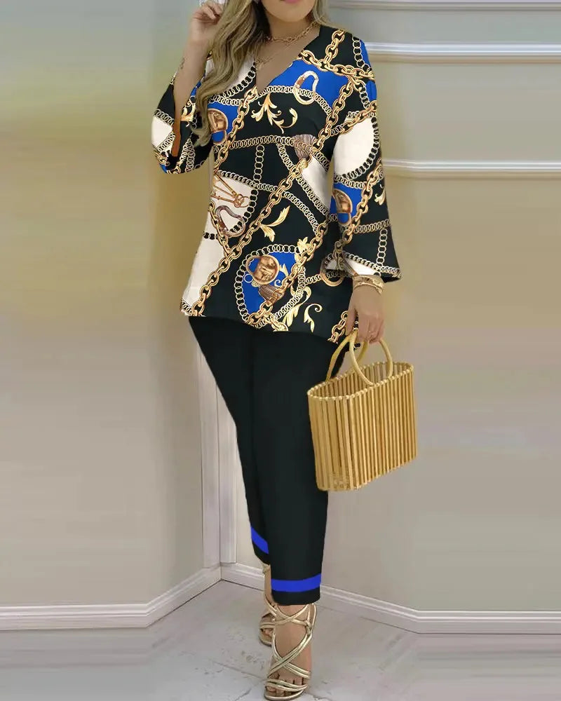 Pants Set New 2023 Spring & Summer Printed Fashion 2-Piece Suit