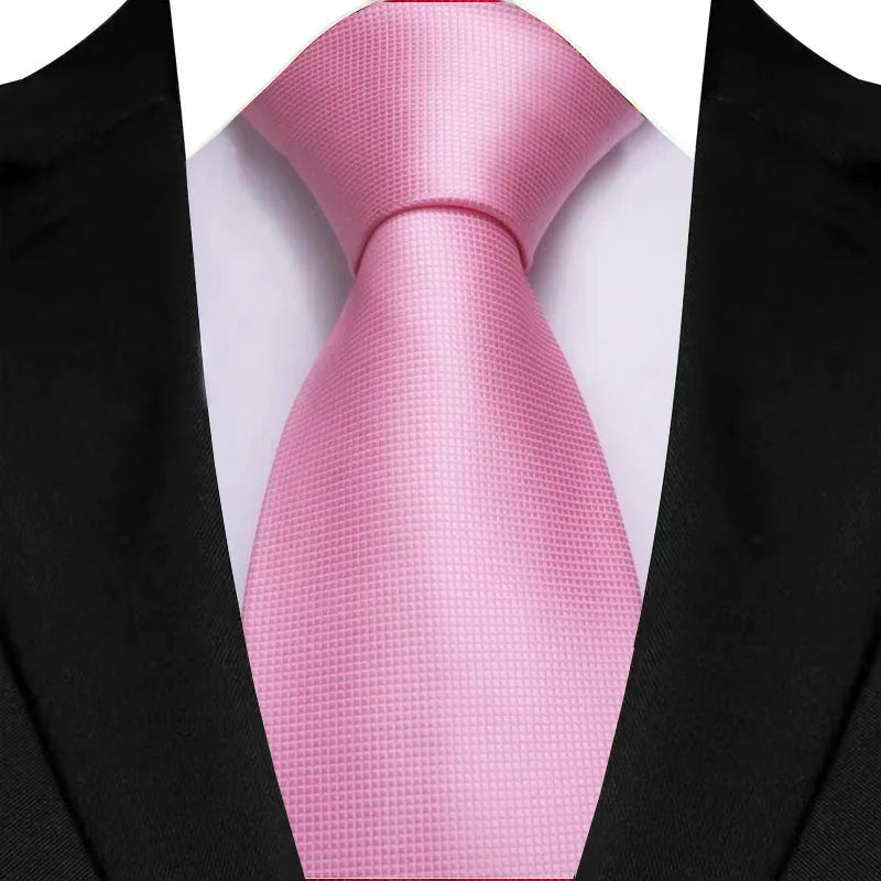 Luxury 8CM Mens Necktie Pink Color Solid Stripes Paisley Ties For Man Groom Jacquard Woven Neck Tie For Business Wedding Party