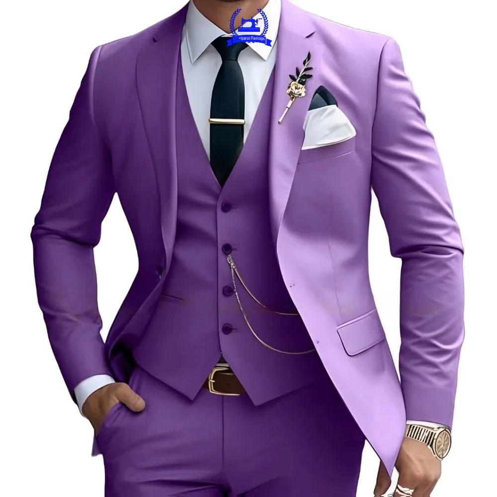 Formal Men's Suit Custom Wedding Tuxedo Slim Fit Groomsmen 3-Piece Suits Full Set Banquet Groom Suits Dinner Suit