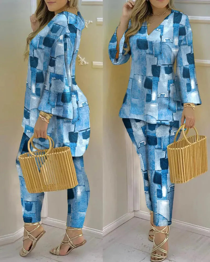 Pants Set New 2023 Spring & Summer Printed Fashion 2-Piece Suit