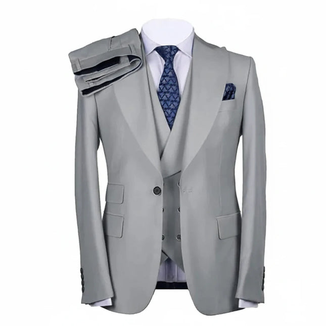 Men's Suits Regular Fit 3 Piece Single Breasted Prom Tuxedos Business Jacket Blazer+Vest+Pants Wedding