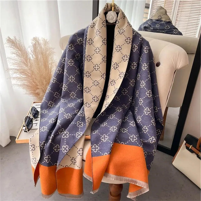 2025 Brand Warm Cashmere Poncho Shawl Scarf Luxury Print Thick Pashmina Winter Blanket Wraps Bufanda Casual Hijab Stoles Echarpe