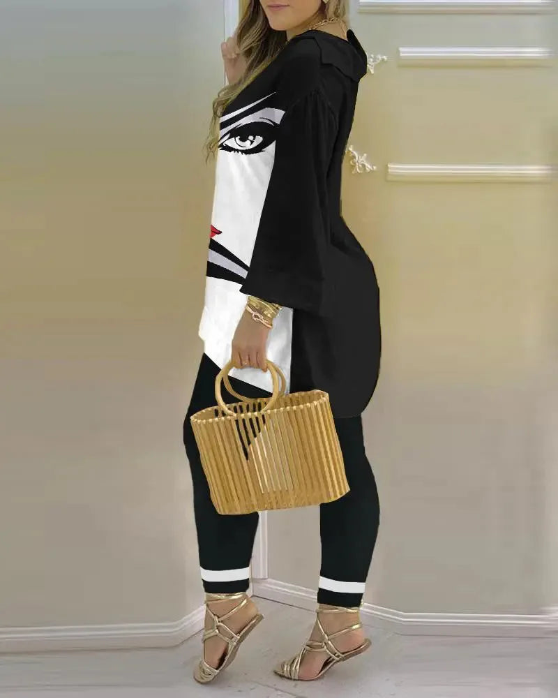 Pants Set New 2023 Spring & Summer Printed Fashion 2-Piece Suit