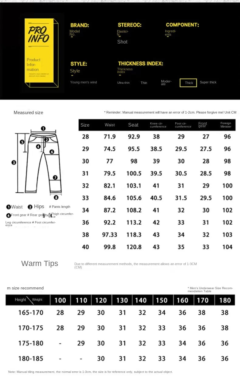 Male Denim Straight High Street Trousers Casual Men Fashion Elastic Waist Vintage Pant Spring Ripped Soft Stretch Slim Fit Jeans