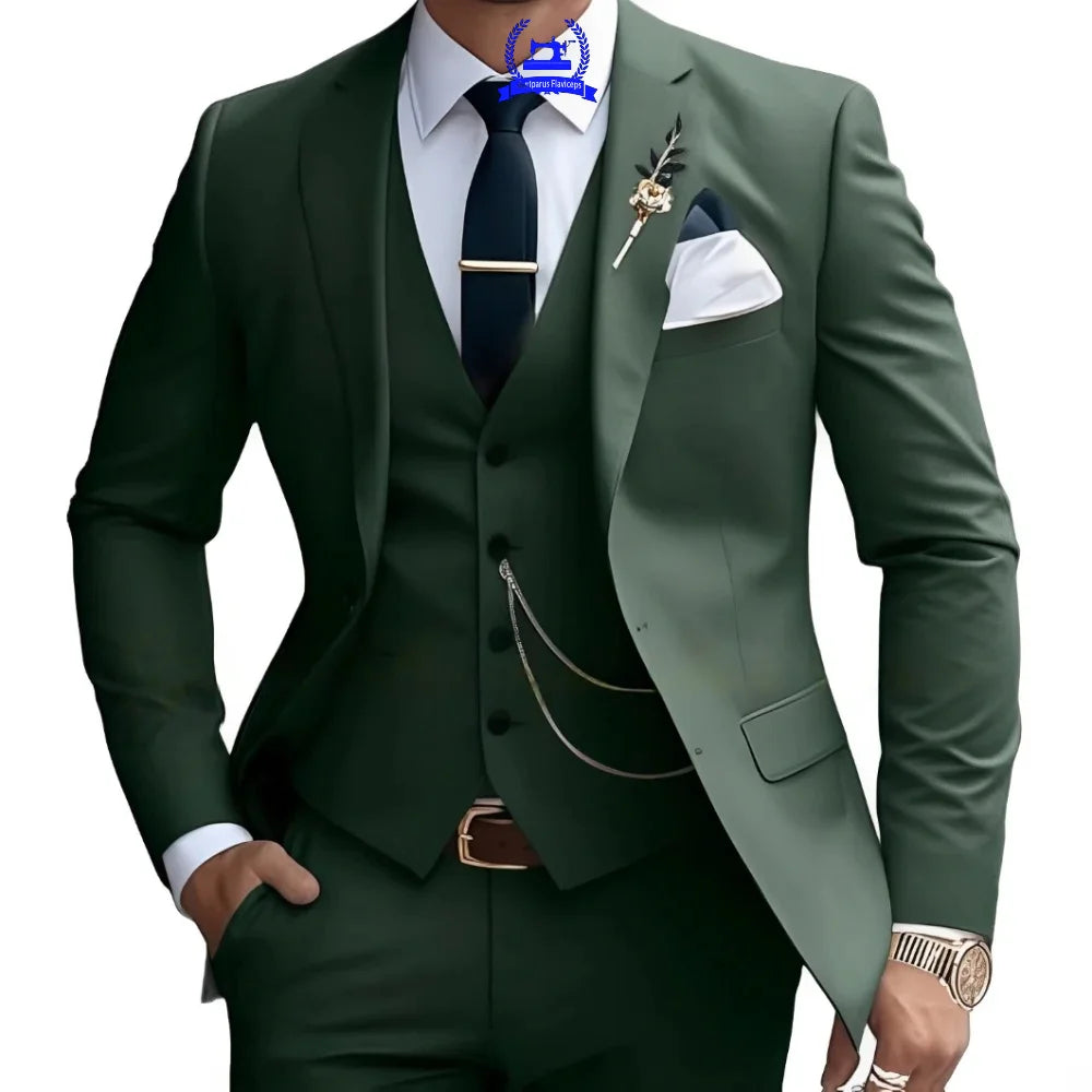 Formal Men's Suit Custom Wedding Tuxedo Slim Fit Groomsmen 3-Piece Suits Full Set Banquet Groom Suits Dinner Suit