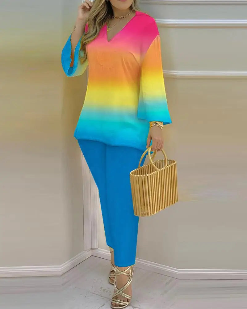 Pants Set New 2023 Spring & Summer Printed Fashion 2-Piece Suit