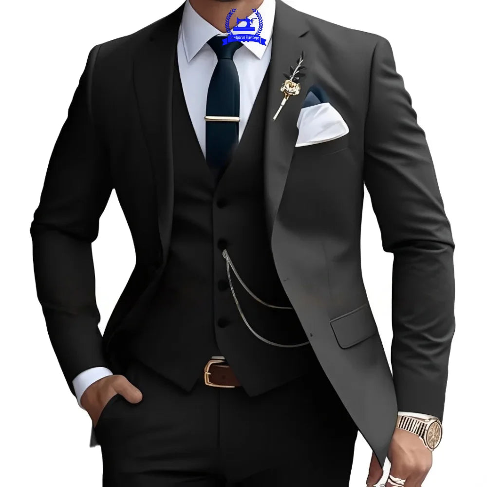 Formal Men's Suit Custom Wedding Tuxedo Slim Fit Groomsmen 3-Piece Suits Full Set Banquet Groom Suits Dinner Suit