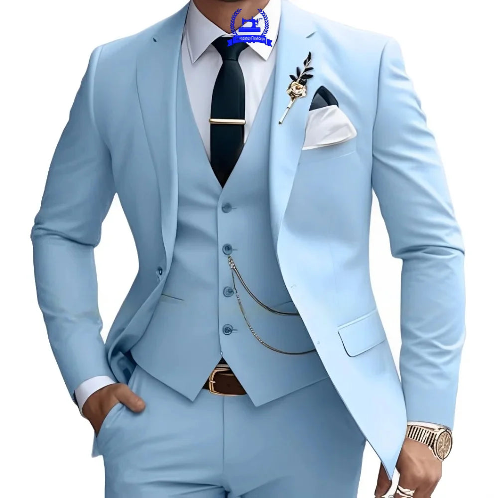 Formal Men's Suit Custom Wedding Tuxedo Slim Fit Groomsmen 3-Piece Suits Full Set Banquet Groom Suits Dinner Suit