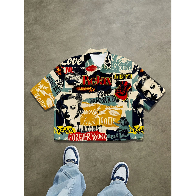 2026 Summer Men's Shirt with 3D Print Breathable Lightweight Comfortable for Roller Skating Hip-Hop Style Men's Clothing