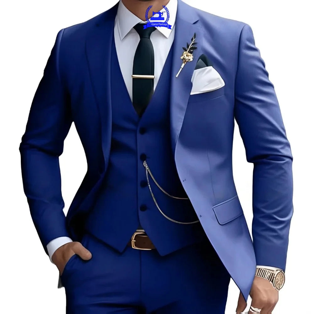Formal Men's Suit Custom Wedding Tuxedo Slim Fit Groomsmen 3-Piece Suits Full Set Banquet Groom Suits Dinner Suit