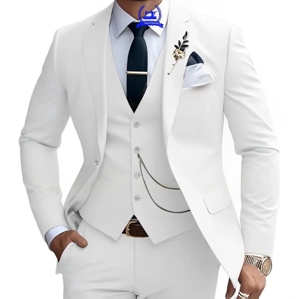 Formal Men's Suit Custom Wedding Tuxedo Slim Fit Groomsmen 3-Piece Suits Full Set Banquet Groom Suits Dinner Suit
