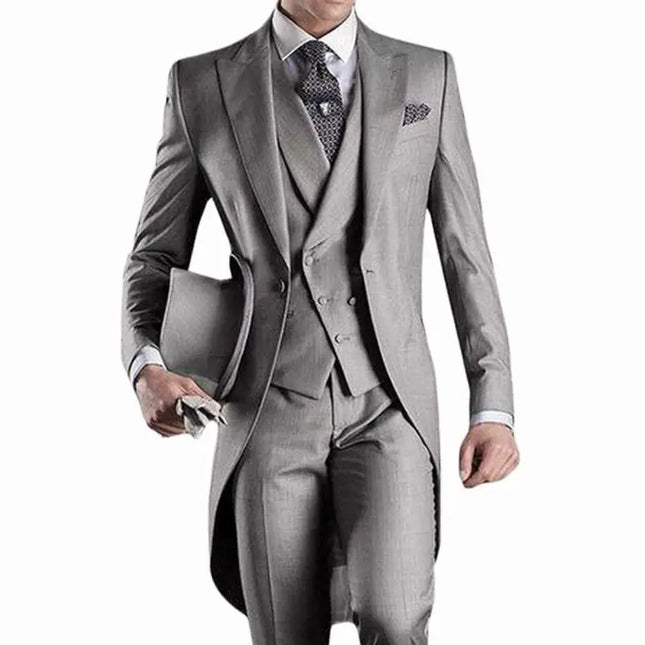 Latest Formal Wedding Men Suits Long Blazer 3 Piece Groom Tuxedo Classic Prom Party Male Suit Fashion Set Jacket with Pants Vest