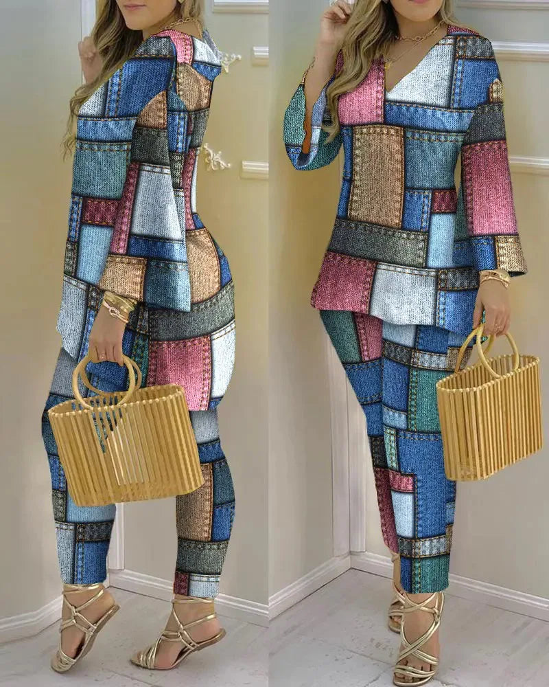Pants Set New 2023 Spring & Summer Printed Fashion 2-Piece Suit