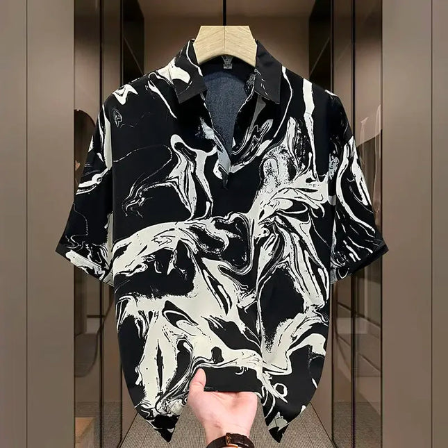 Elegant Fashion Harajuku Slim Fit Ropa Hombre Loose Casual Sport All Match T-shirts Printed Thin Style Short Sleeve Polo Shirts
