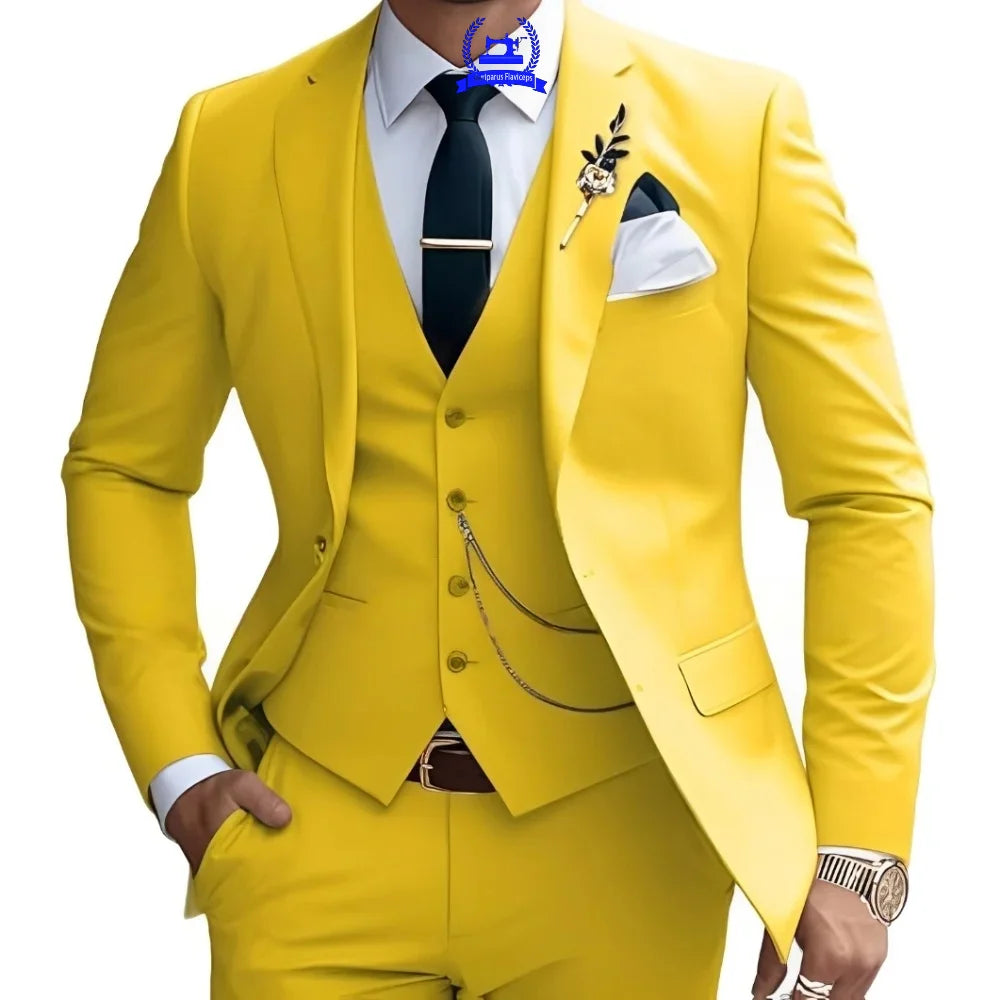 Formal Men's Suit Custom Wedding Tuxedo Slim Fit Groomsmen 3-Piece Suits Full Set Banquet Groom Suits Dinner Suit