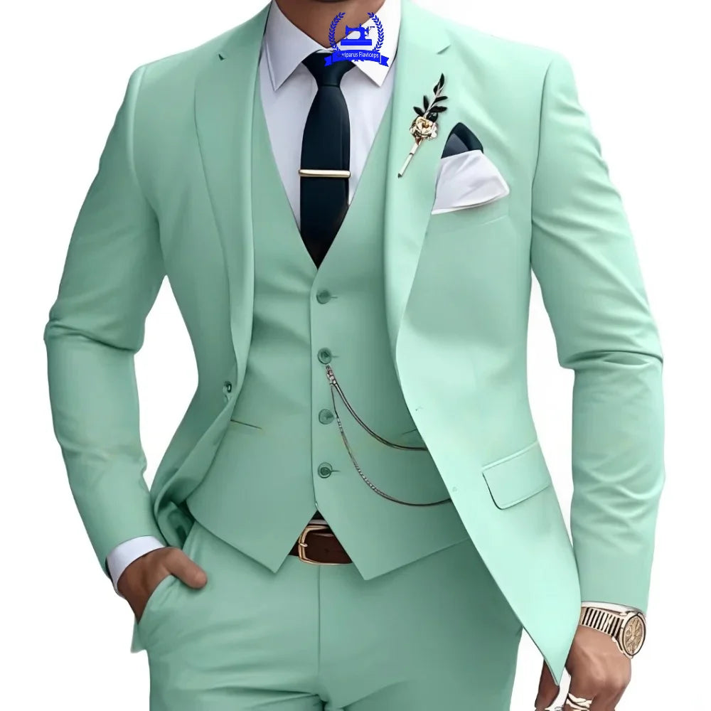 Formal Men's Suit Custom Wedding Tuxedo Slim Fit Groomsmen 3-Piece Suits Full Set Banquet Groom Suits Dinner Suit