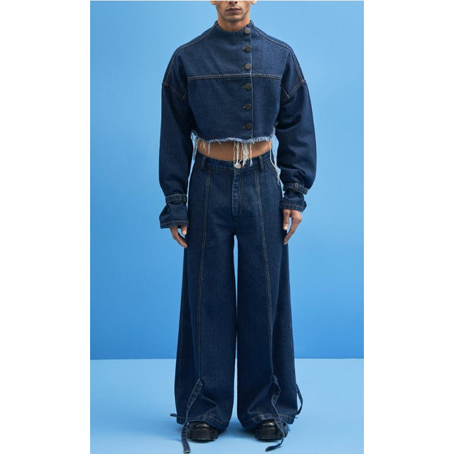 Men's Fashion Short High Waist Denim Two-Piece Set
