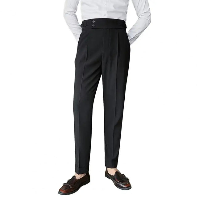 Men Pants Classic Men'S Office Trousers Slim Fit High Waist Vintage Pockets for Formal Business Style Elegant Formal Pants