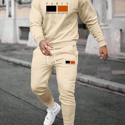 Round Neck Sweater Casual Sports Suit European Size Men's Clothing