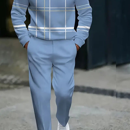 Long-sleeve Polo Shirt Long Pants Half-zip Placket Casual Sportswear Set