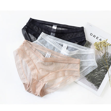 Low-waist mesh lace-wrapped women's panties