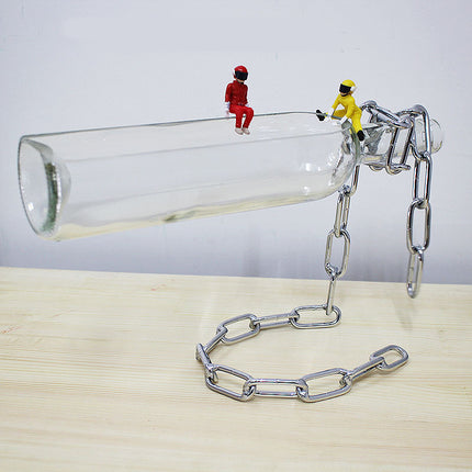 Suspended wine bottle decoration