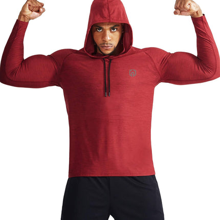 Men'S Workout Shirts with Hoods Grey,Red
