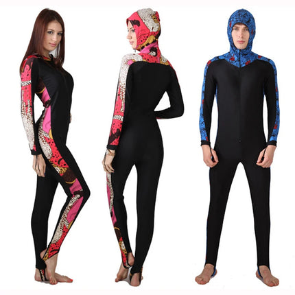 UPF 50+ Lycra One Piece Swimsuit Rash Guard Long Sleeve with Hood Diving Suit anti UV Surf Men Women Swimwear Sun Protect