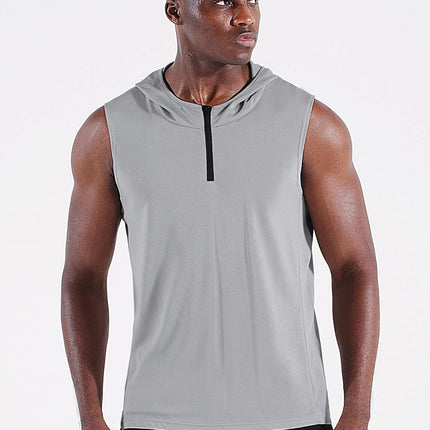 Men'S Running Tank Tops 3 Pack Sleeveless Workout Athletic Shirts with Hoods