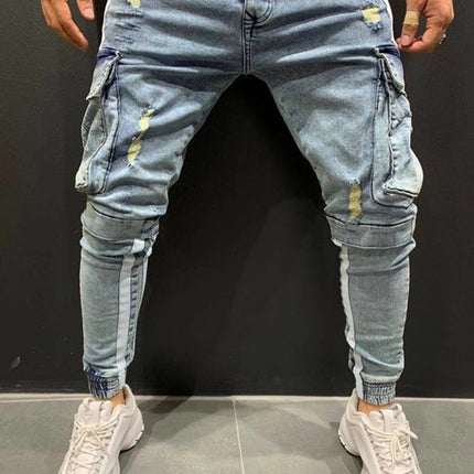 European And American Baggy Jeans Suspenders For Men With Holes