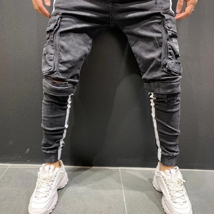 European And American Baggy Jeans Suspenders For Men With Holes