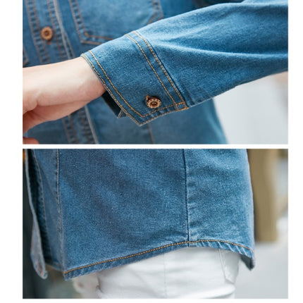 All-Match Casual Slim-Fit Solid Denim Shirt