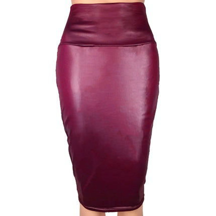Newly Women High Waist Faux Leather Pencil Skirt Bodycon Skirt Solid Sexy OL Office Skirts