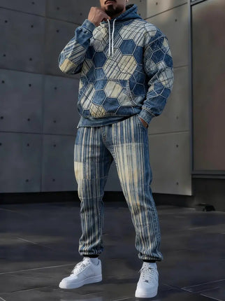 Mens Lettered Denim Hoodie With Fashionable 3D Print