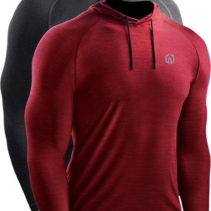 Men'S Workout Shirts with Hoods Grey,Red