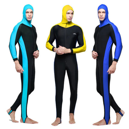 UPF 50+ Lycra One Piece Swimsuit Rash Guard Long Sleeve with Hood Diving Suit anti UV Surf Men Women Swimwear Sun Protect