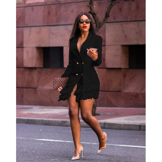 Slim waist double row blazer